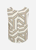 Geometric Print Round Neck Shell Top