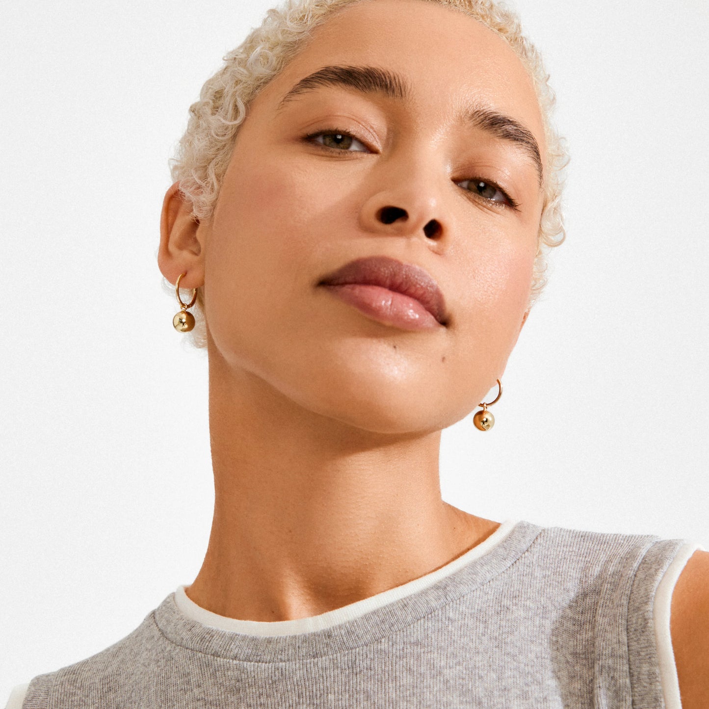 Orb Design Hoop Earrings - Gold Plated
