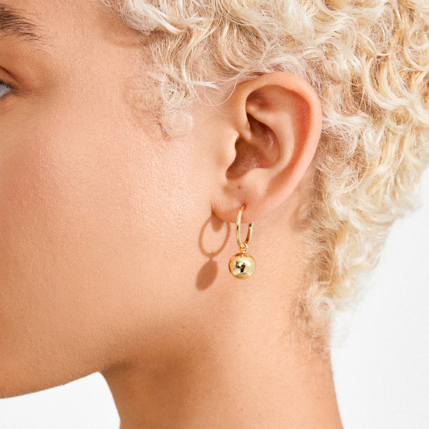Orb Design Hoop Earrings - Gold Plated