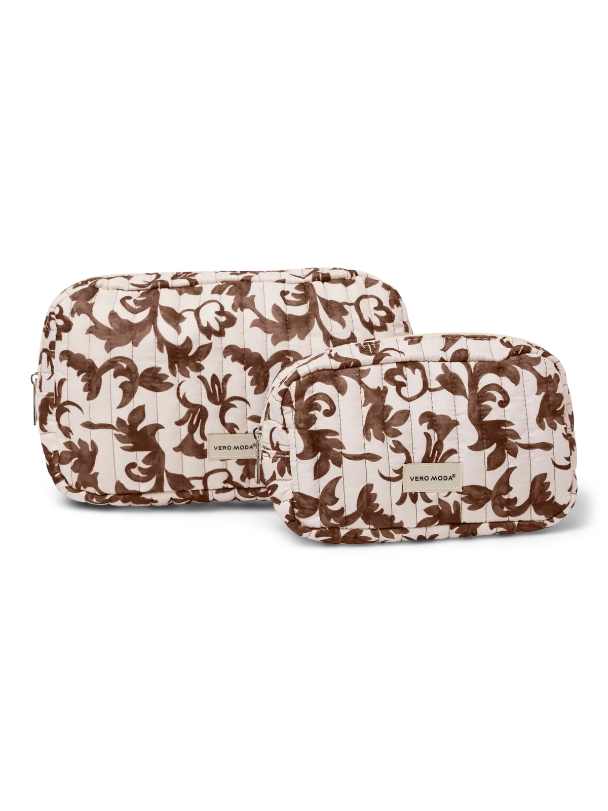 Patterned Washbag Set - Brown or Wine