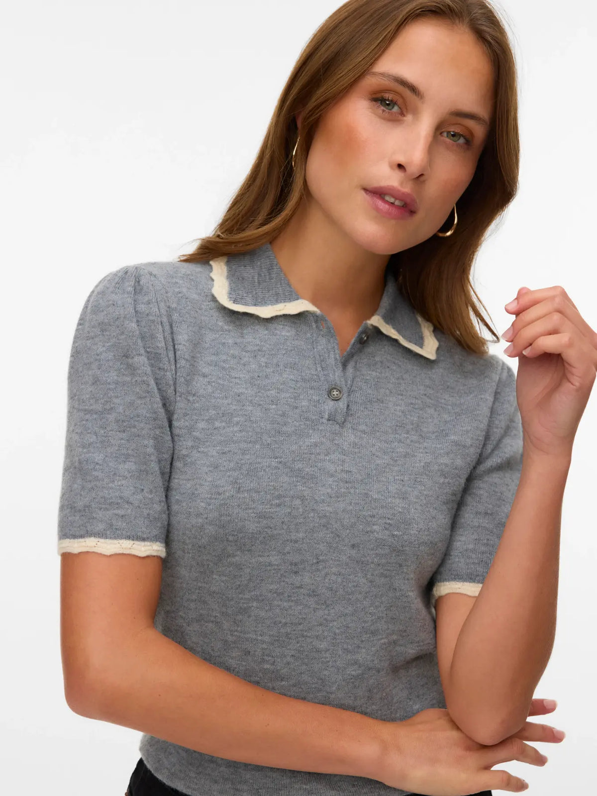 Lace Detail Polo Top