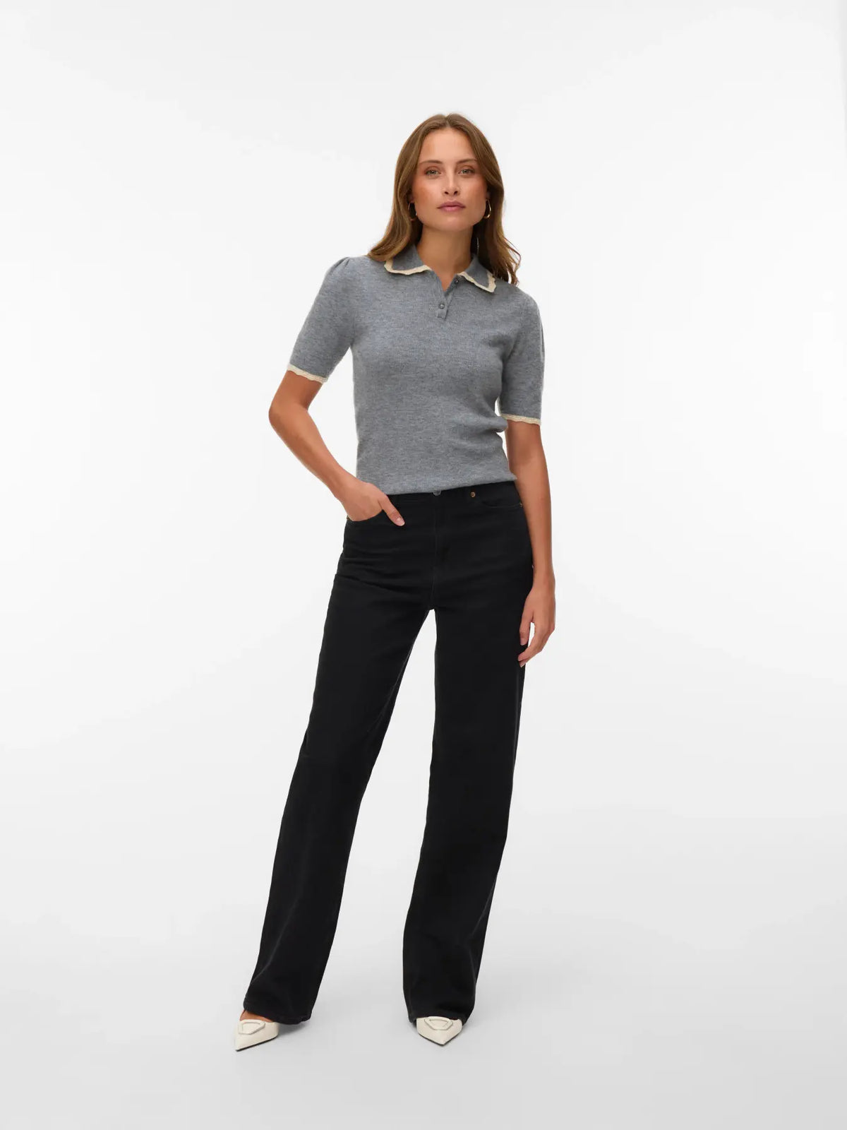 Lace Detail Polo Top