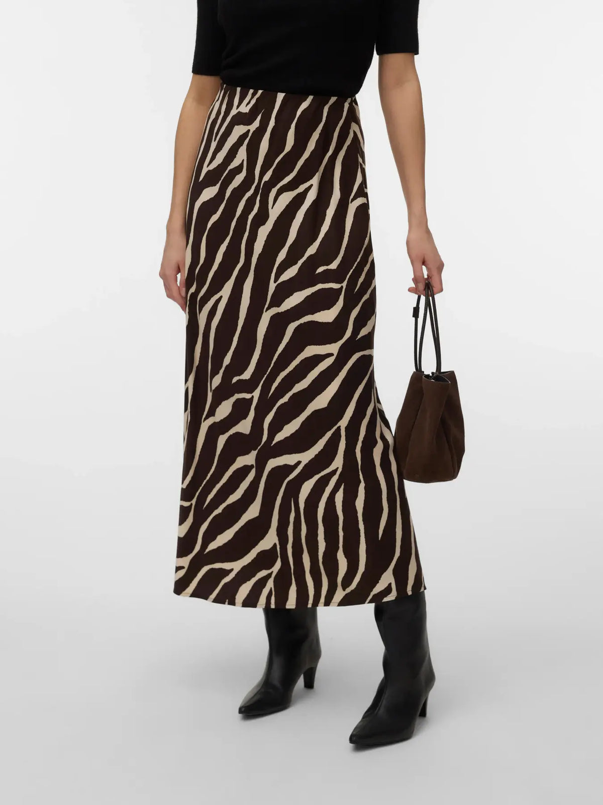 Chocolate Zebra Print Maxi Skirt