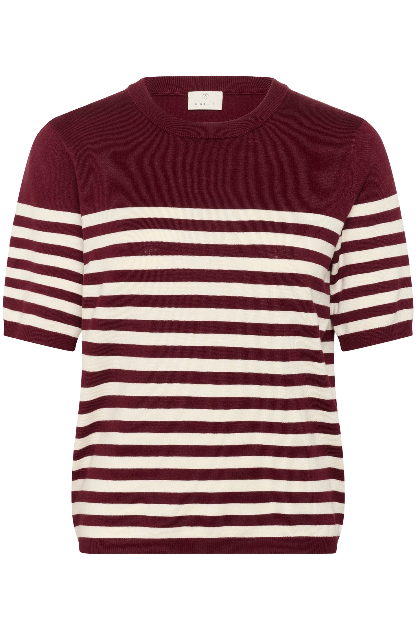 Wine & Ivory Striped Short Sleeve Jumper