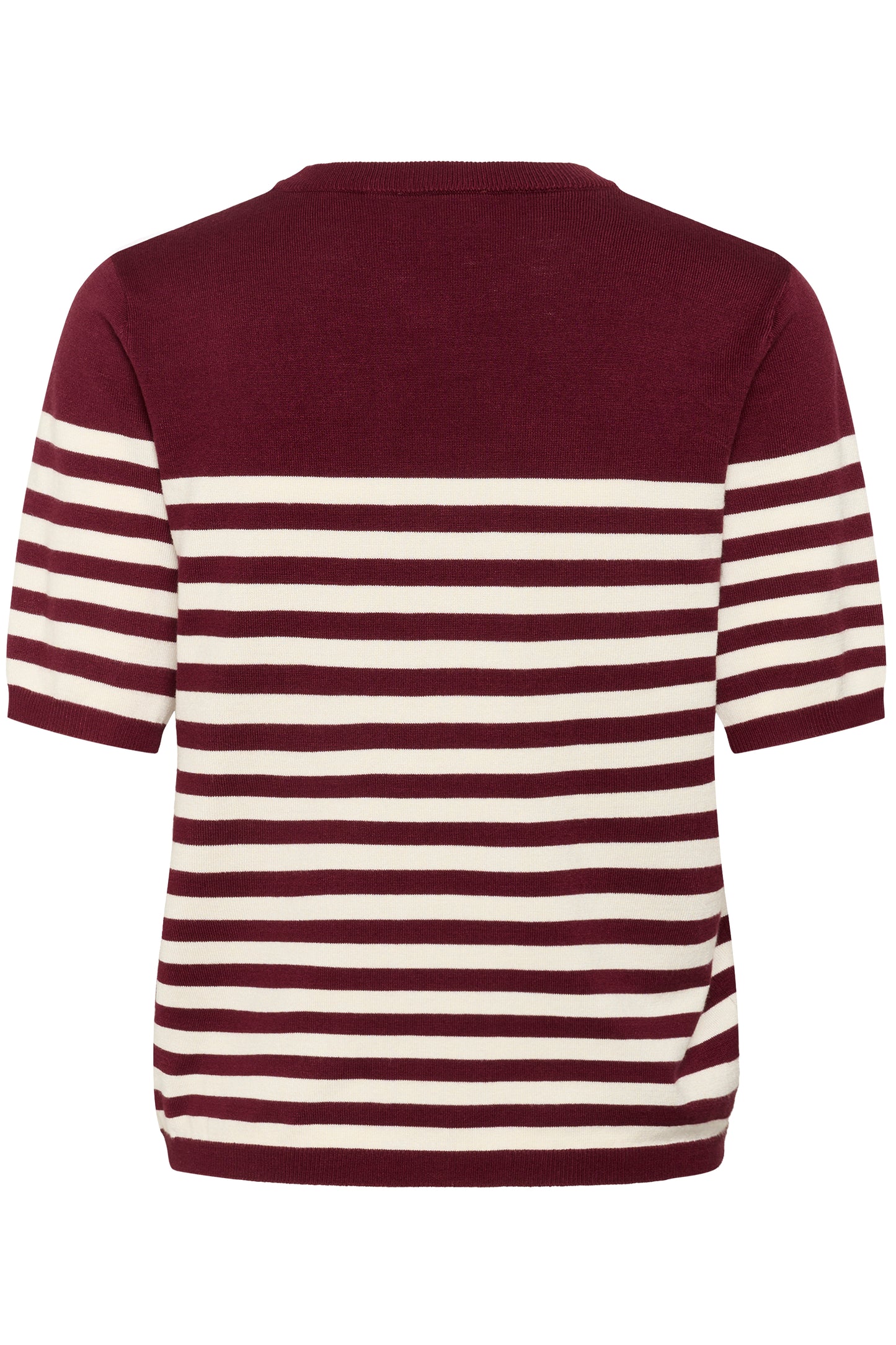 Wine & Ivory Striped Short Sleeve Jumper