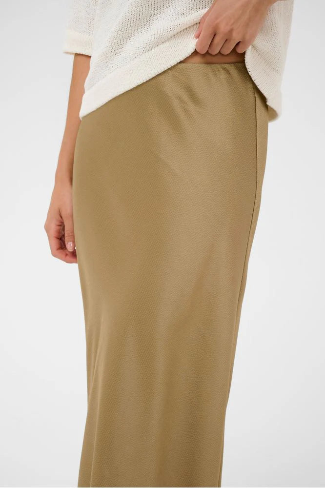 Kaffe Satin Maxi Skirt - Gold