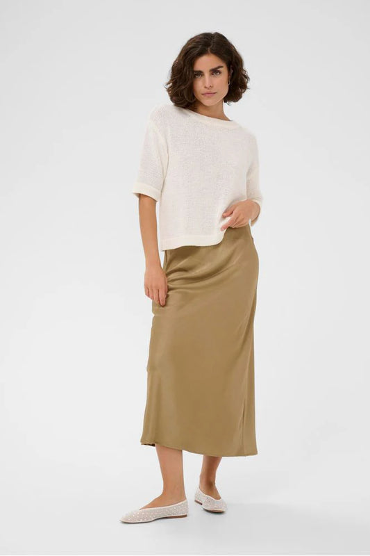 Kaffe Satin Maxi Skirt - Gold