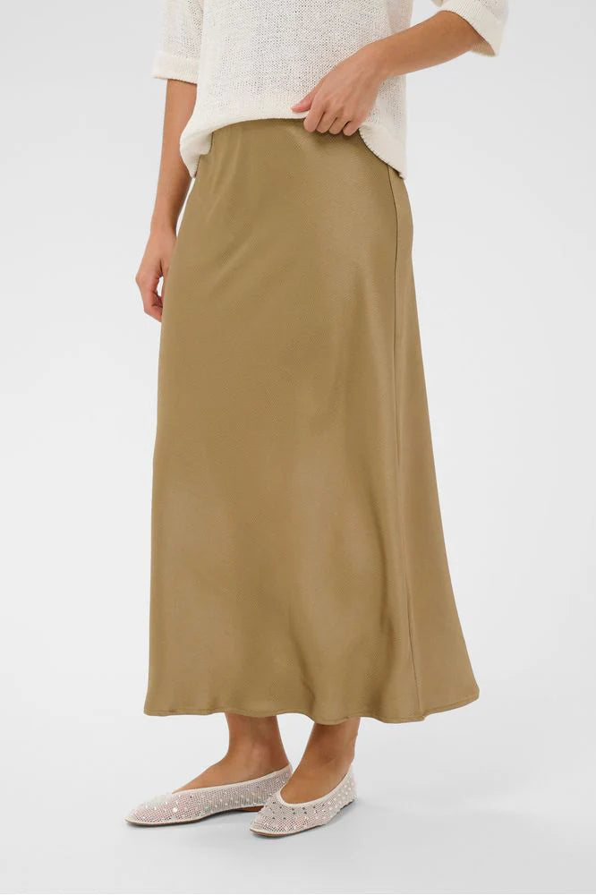 Kaffe Satin Maxi Skirt - Gold