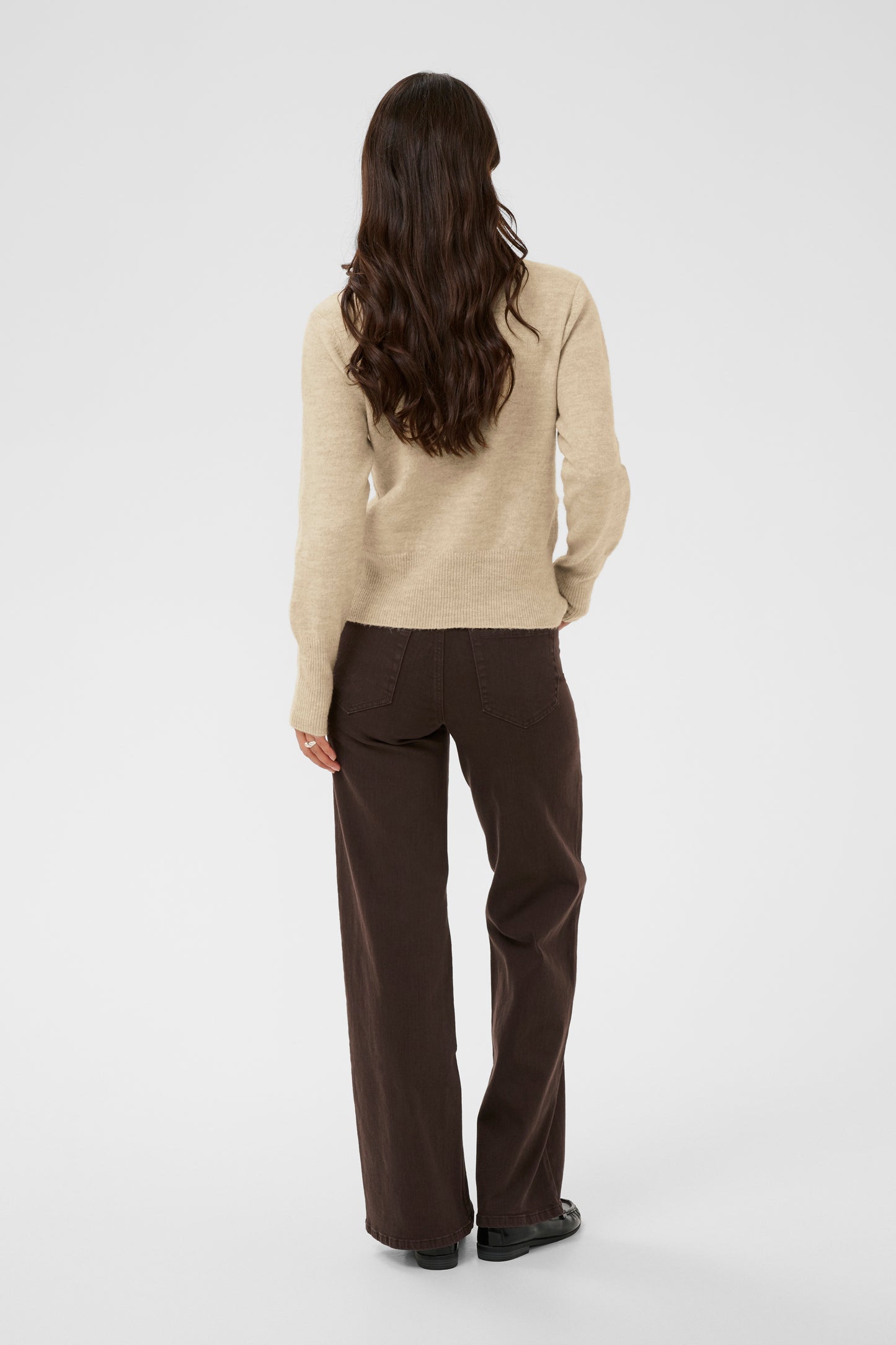 Round Neck Long Sleeve Jumper - Oatmeal, Wine or Black