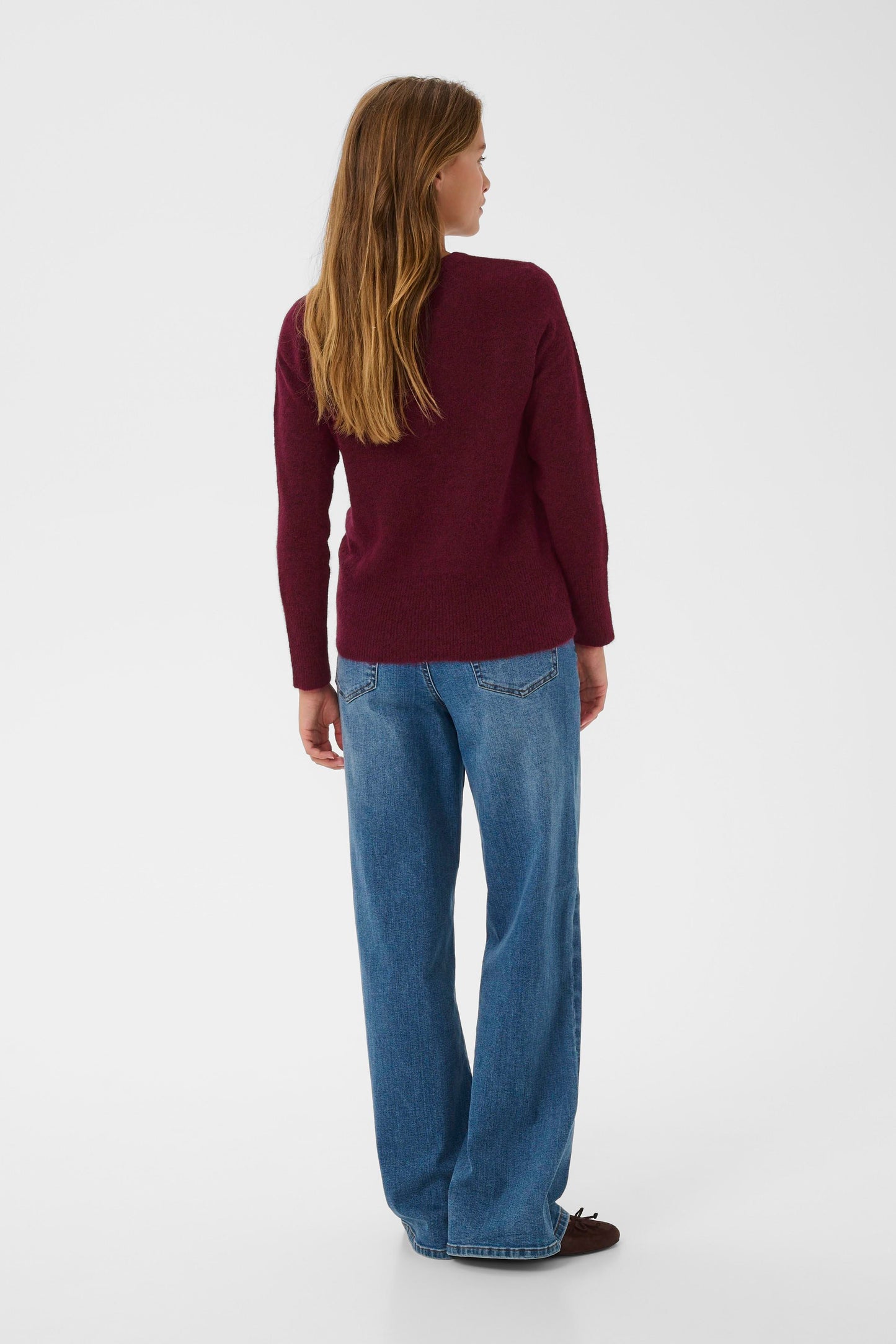 Round Neck Long Sleeve Jumper - Oatmeal, Wine or Black