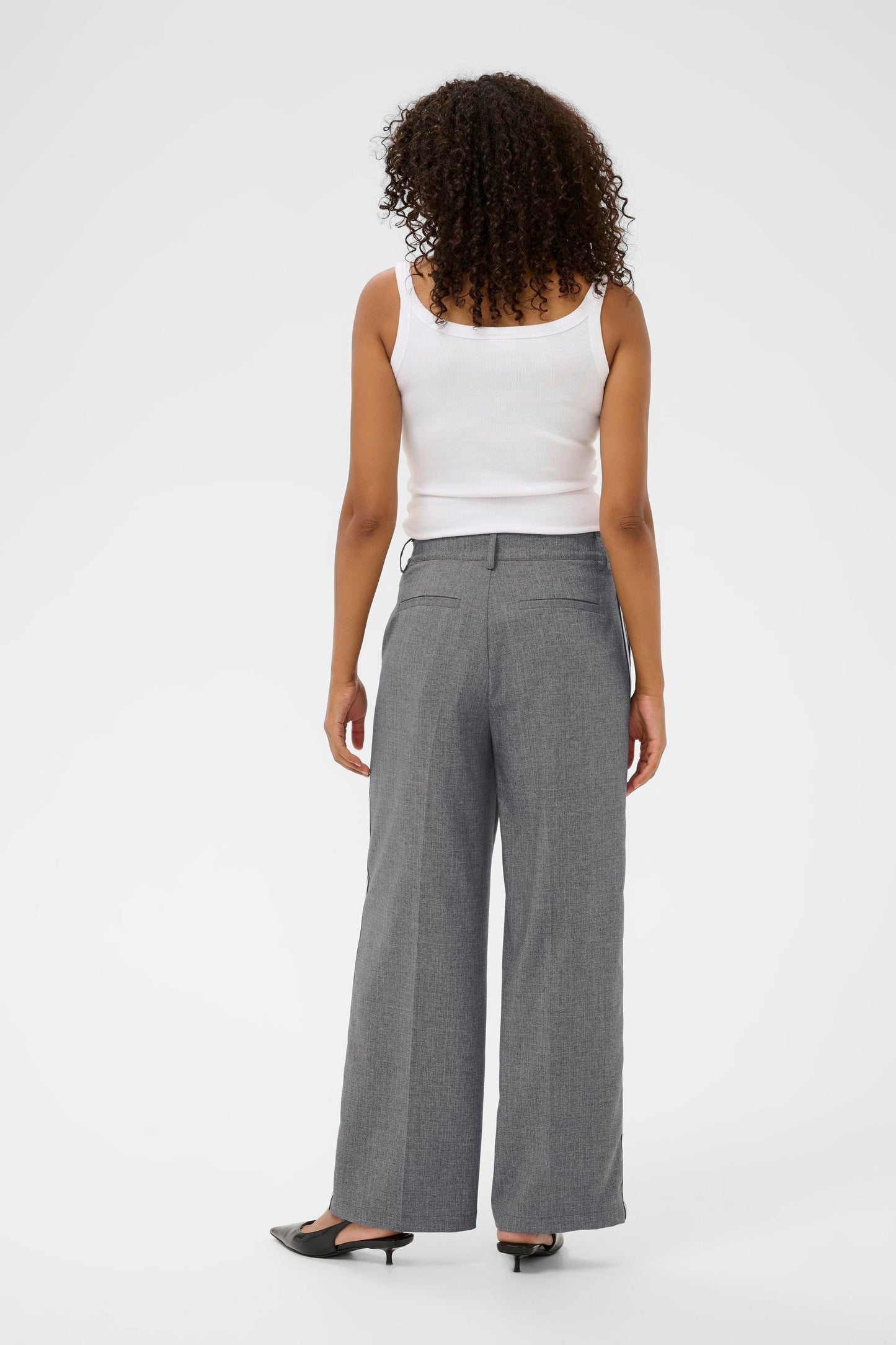 Grey Tailored Trouser With Black & White Stripe