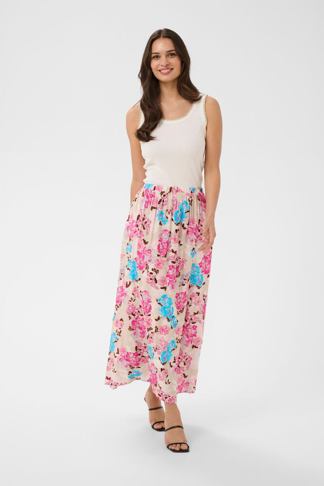 Multicolour Floral Skirt - Cerise, Ivory & Blue