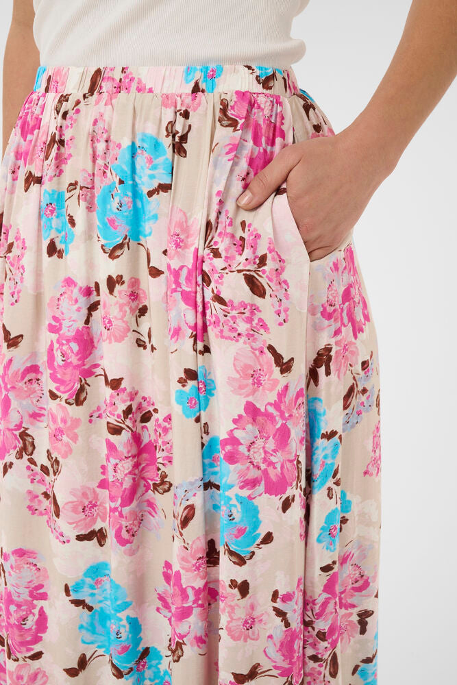 Multicolour Floral Skirt - Cerise, Ivory & Blue