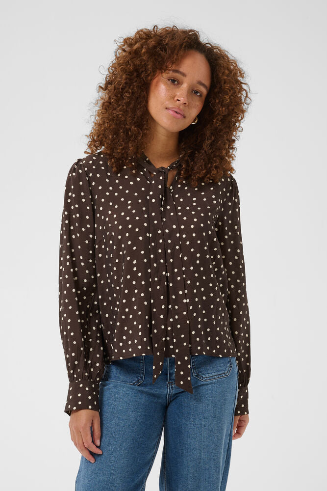 Pretty Polka Dot Pussy Bow Blouse