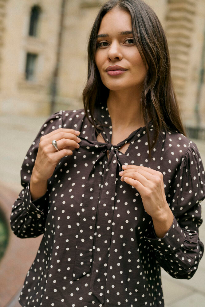 Pretty Polka Dot Pussy Bow Blouse