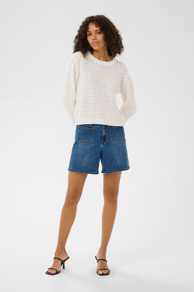 Knitted Pullover - White or Pink