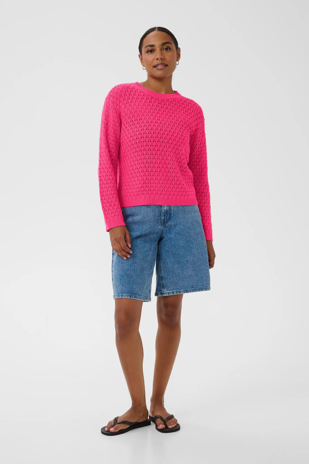 Knitted Pullover - White or Pink
