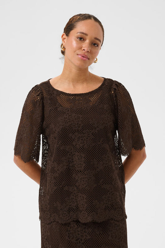 Coffee Lace Blouse
