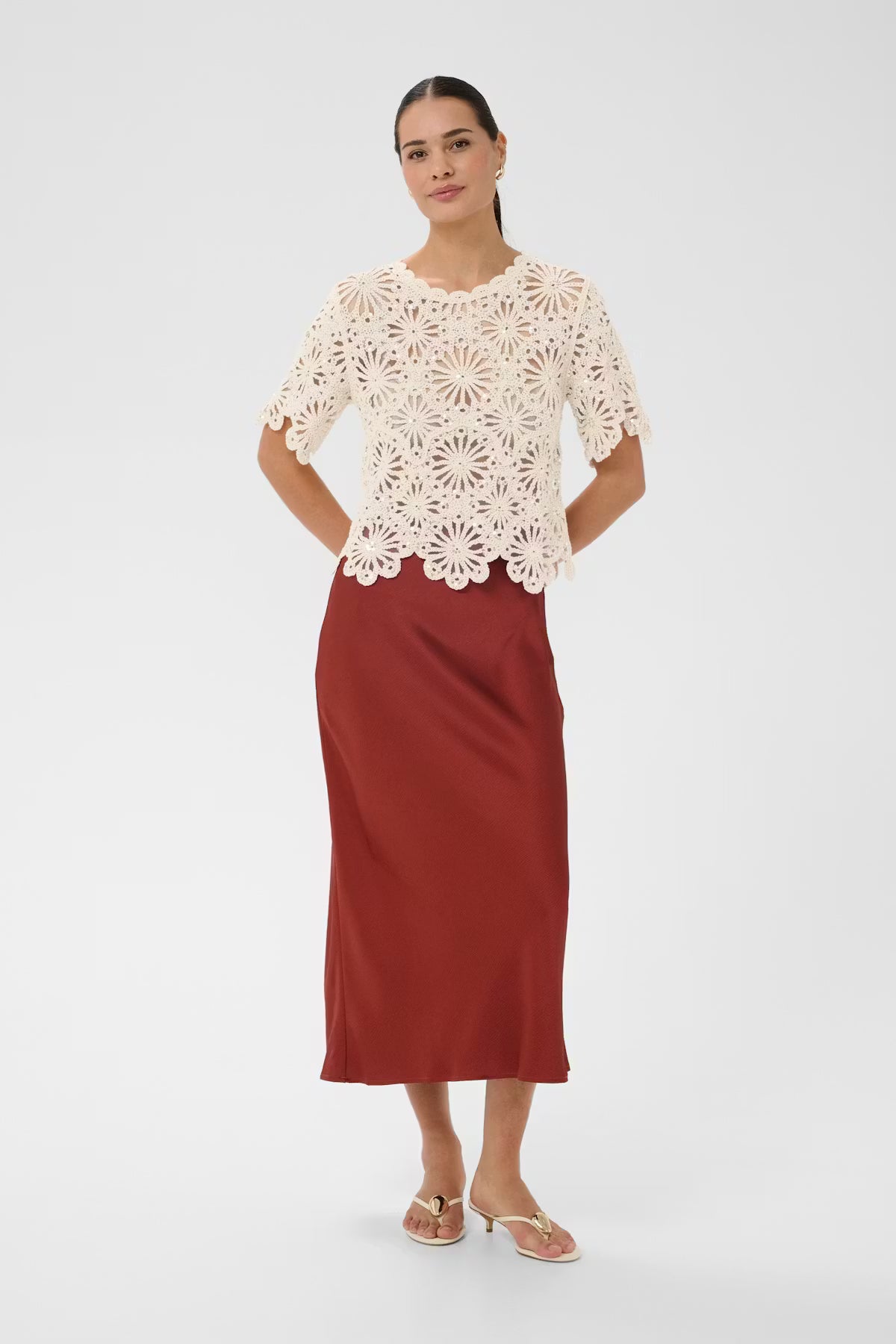 Sequin Open Weave Knit Top