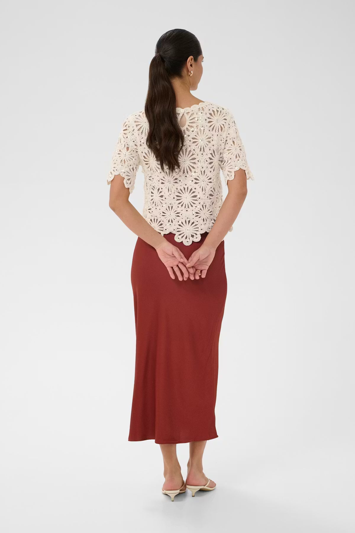 Sequin Open Weave Knit Top