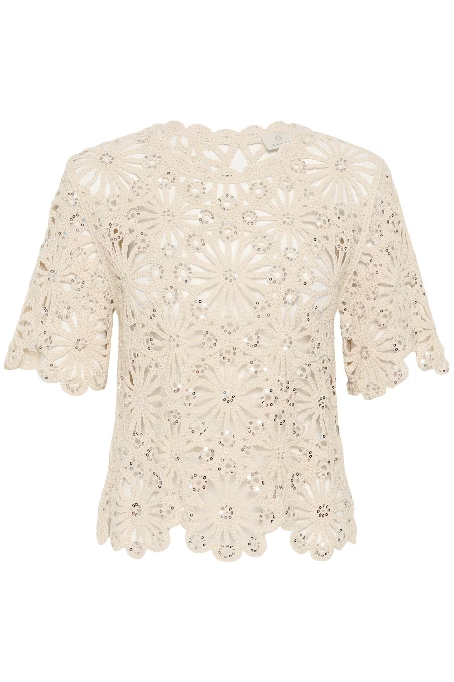 Sequin Open Weave Knit Top