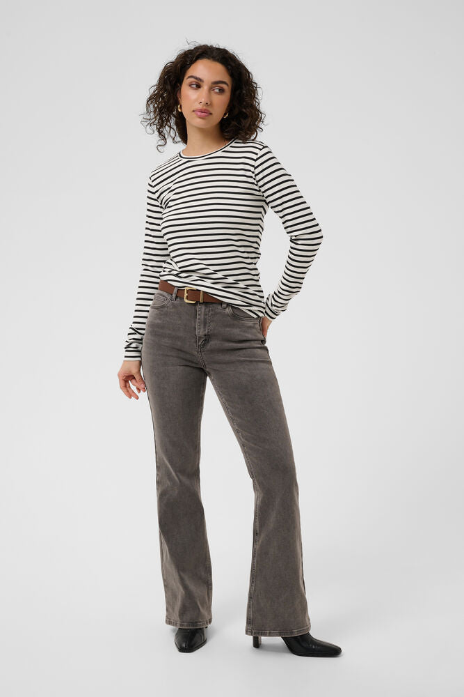 Narrow Black & White Stripe Long Sleeve T-shirt