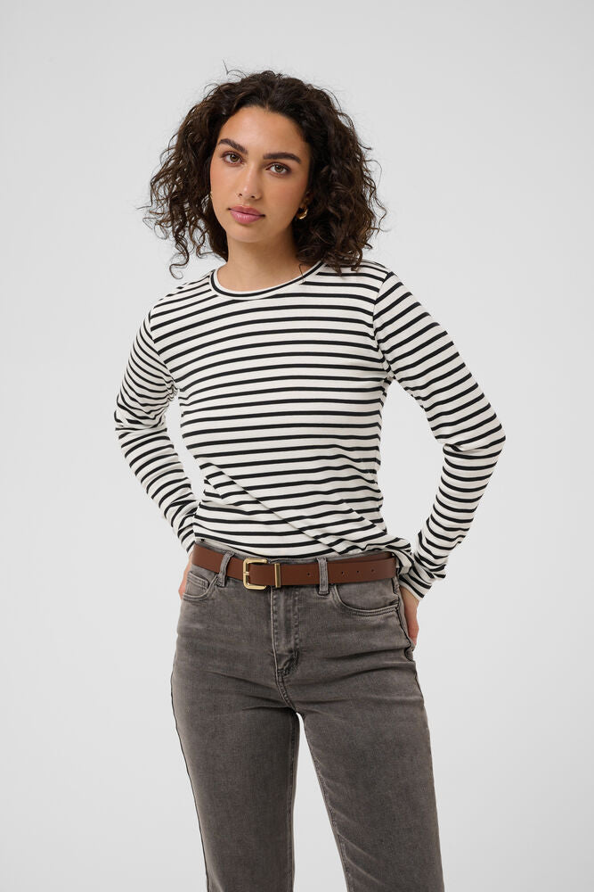 Narrow Black & White Stripe Long Sleeve T-shirt