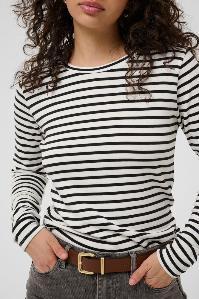 Narrow Black & White Stripe Long Sleeve T-shirt