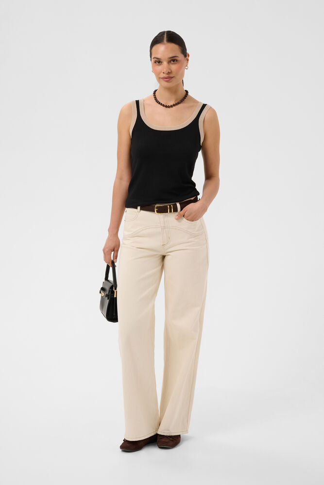 Contrast Knit Top - Black & Oatmeal or Chocolate