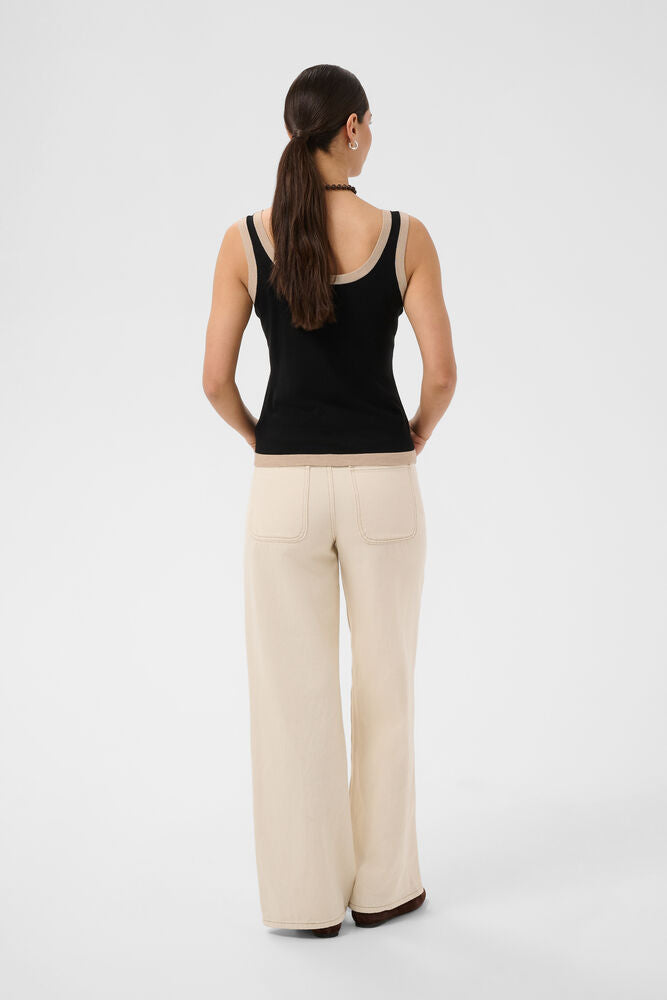 Contrast Knit Top - Black & Oatmeal or Chocolate