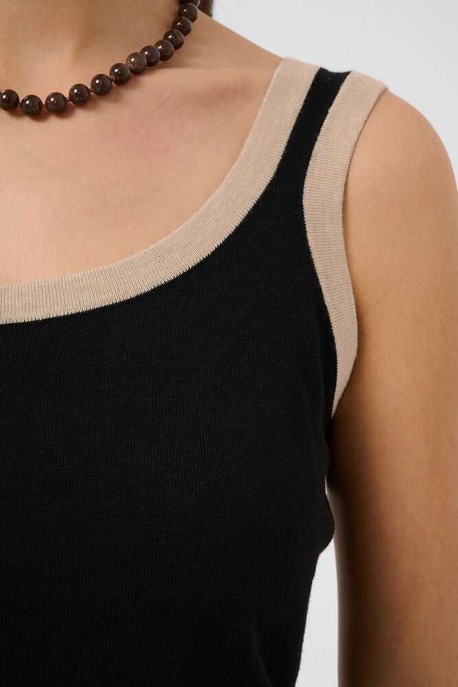 Contrast Knit Top - Black & Oatmeal or Chocolate