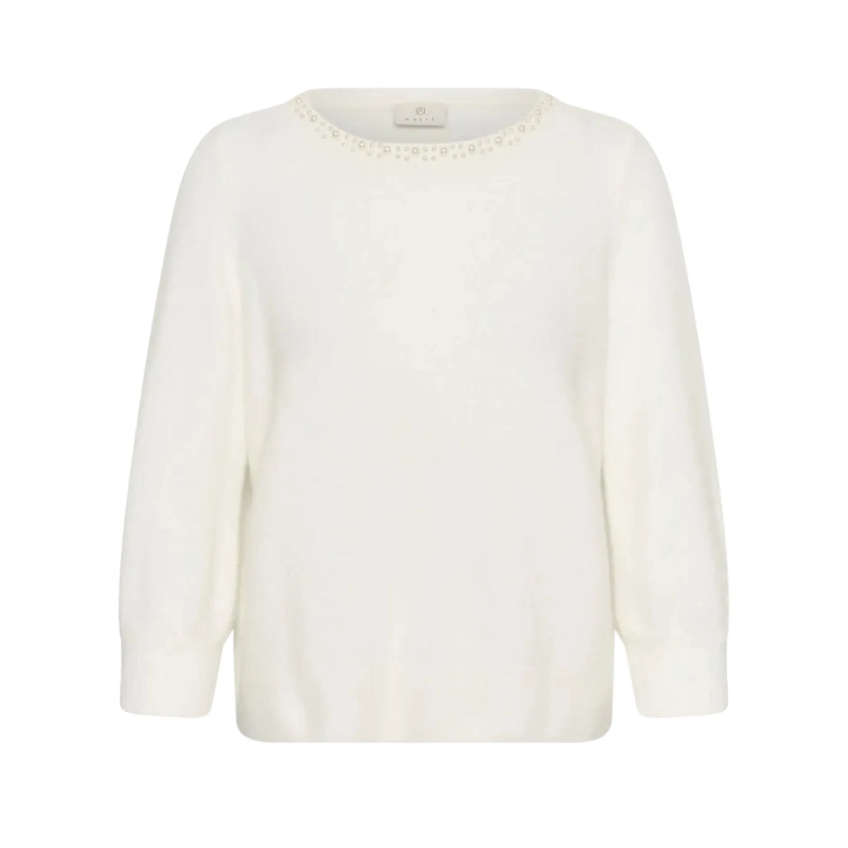 Elbow Length Embellished Round Neck Jumper - Wine, Marl Grey or Ivory