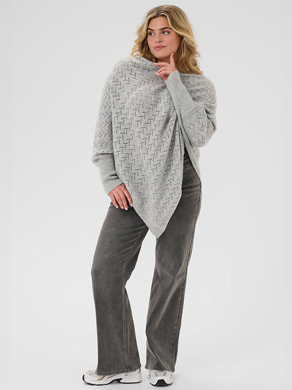 V Neck Long Sleeve Ponchco - Three Colours