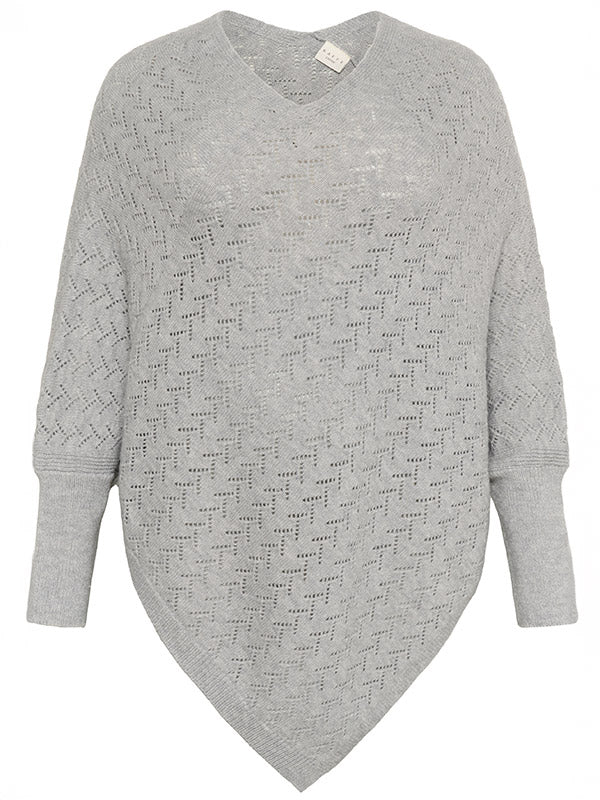 V Neck Long Sleeve Ponchco - Three Colours