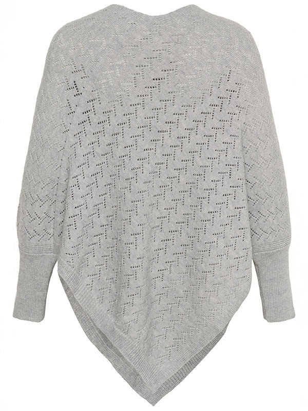 V Neck Long Sleeve Ponchco - Three Colours