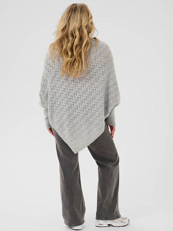 V Neck Long Sleeve Ponchco - Three Colours