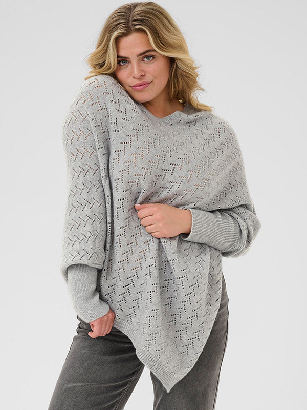 V Neck Long Sleeve Ponchco - Three Colours