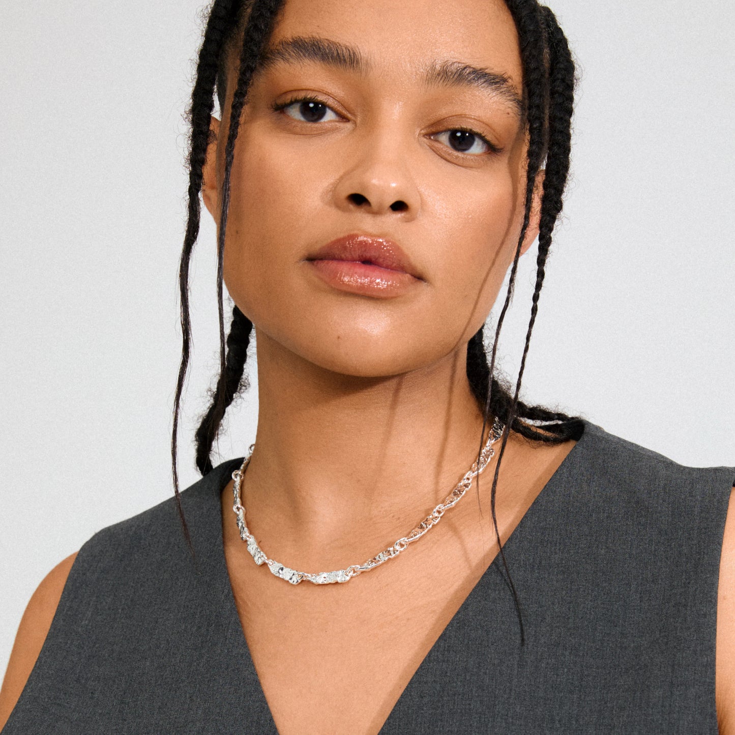 Rustic Link Necklace With Light Catching Detail - Gold Or Sliver Plated