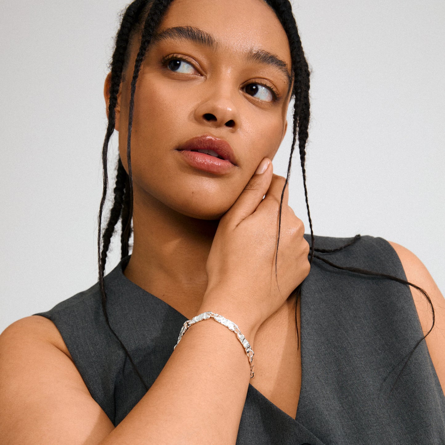 Rustic Link Bracelet With Light Catching Detail - Gold Or Sliver Plated