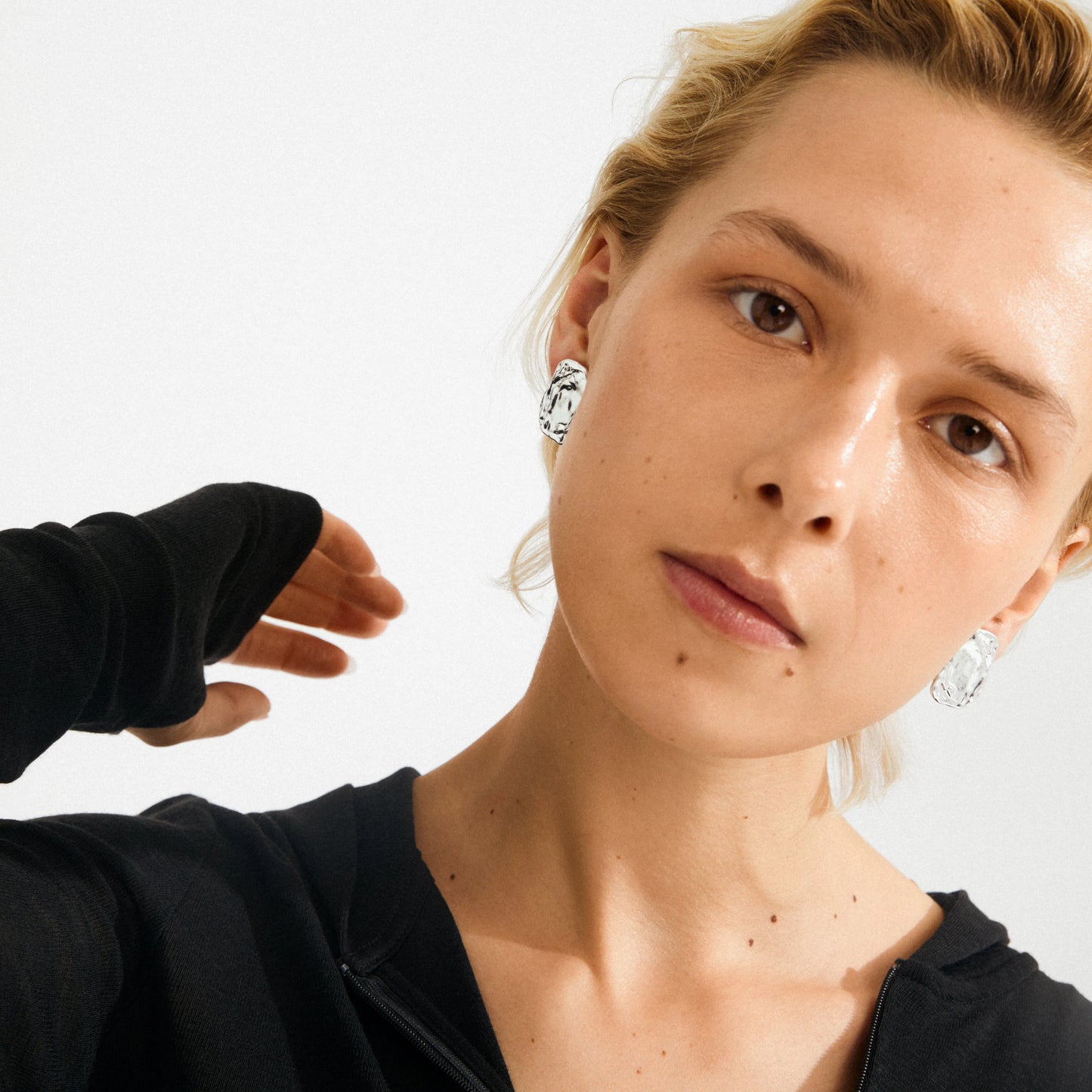 Rustic Flat Shaped Earrings - Silver Or Gold Plated