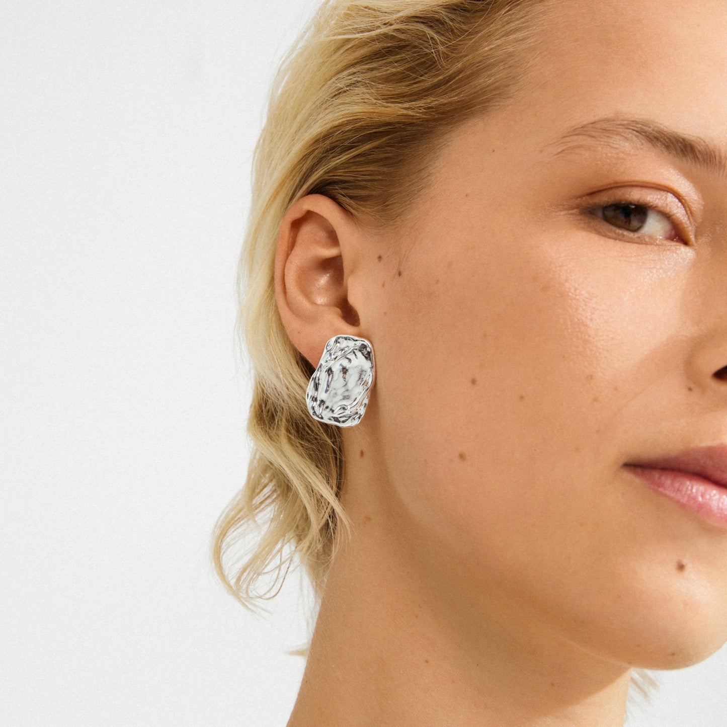 Rustic Flat Shaped Earrings - Silver Or Gold Plated