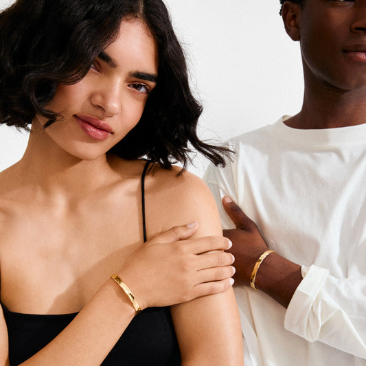 Wavy Design Bangle - Gold & Silver Plated