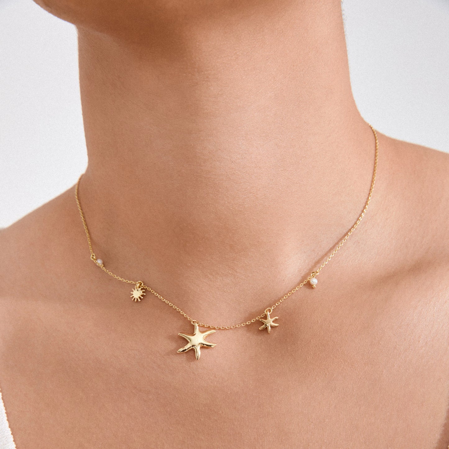 Beach Vibes Necklace With Starfish - Gold or Silver Plated