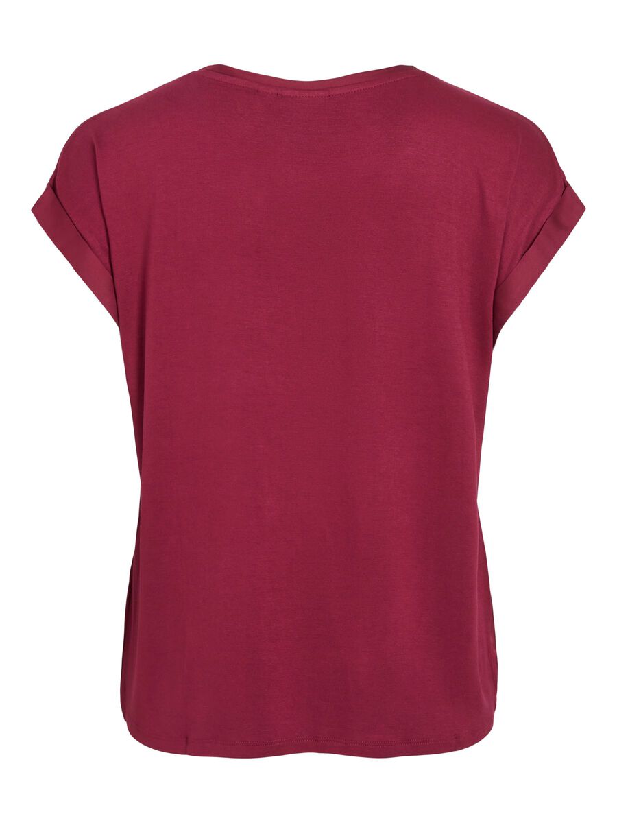Satin Short Sleeve Top - Dark Pink