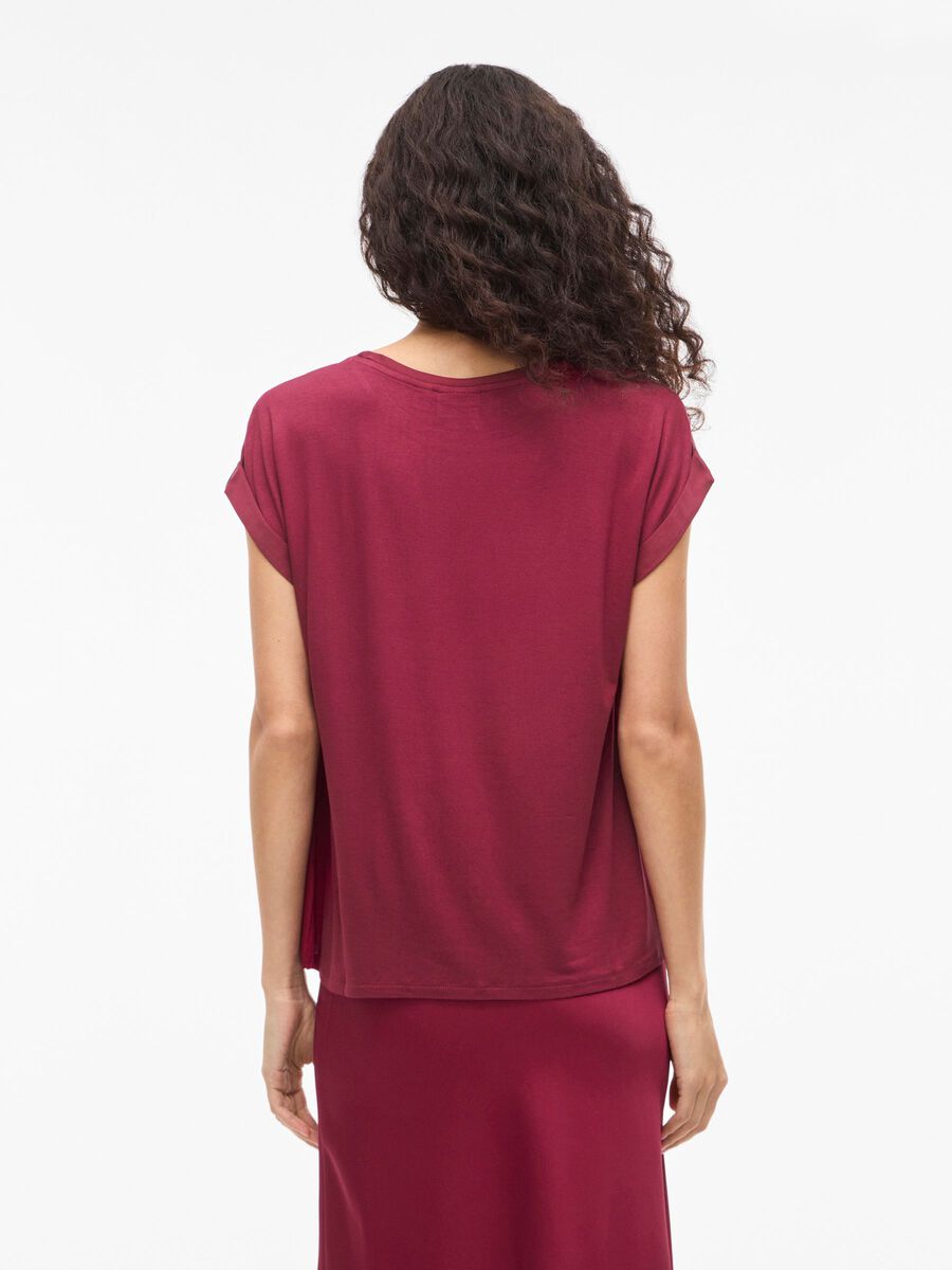 Satin Short Sleeve Top - Dark Pink