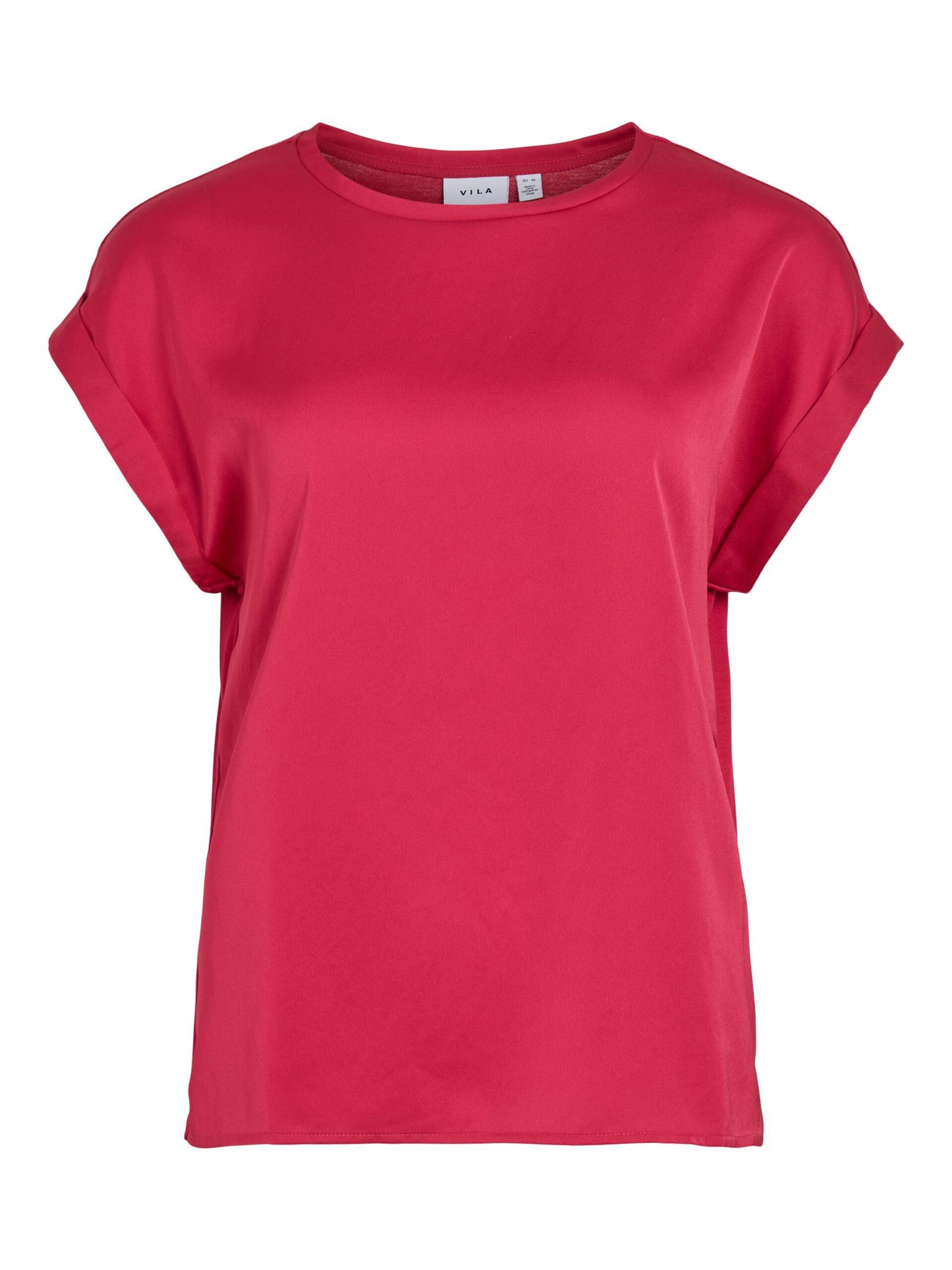 Satin Short Sleeve Top - Raspberry Pink