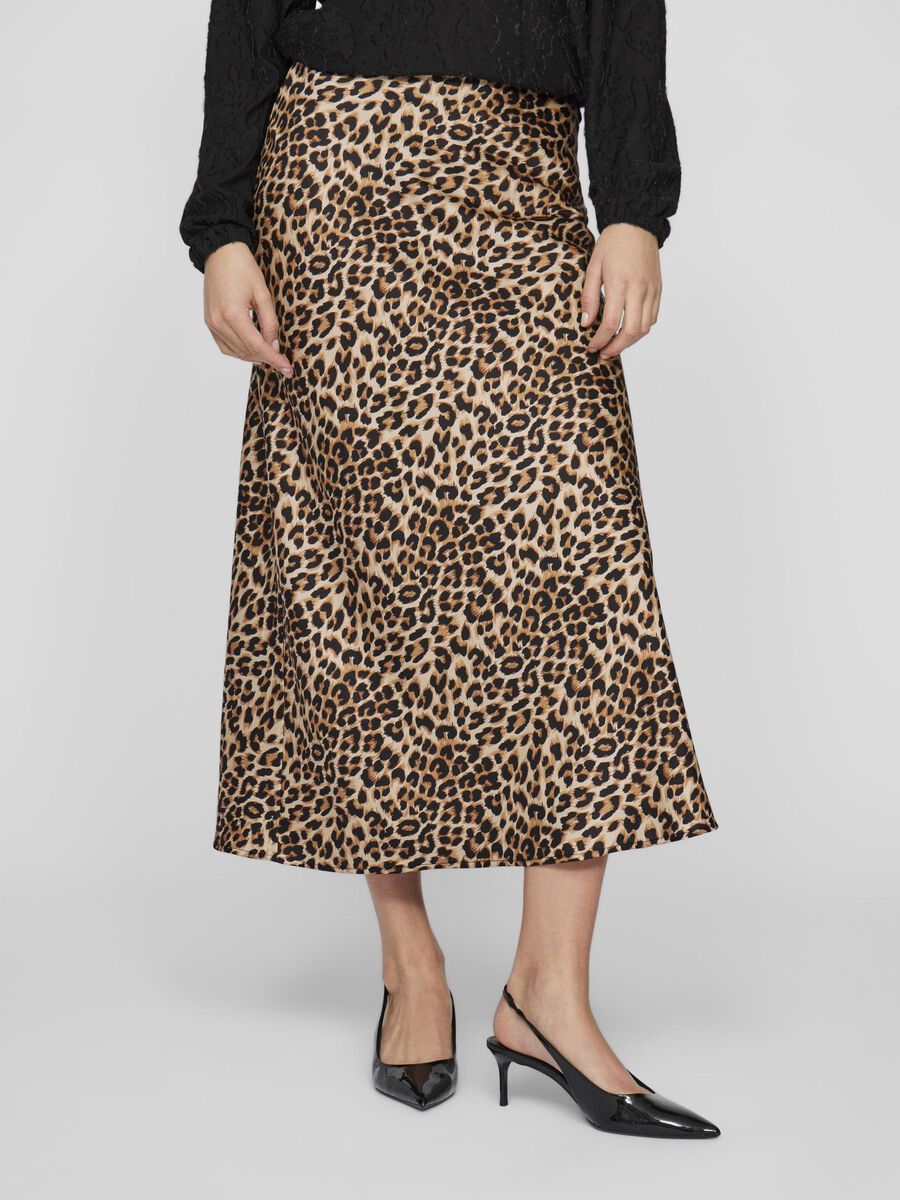 Leopard Print Satin Skirt