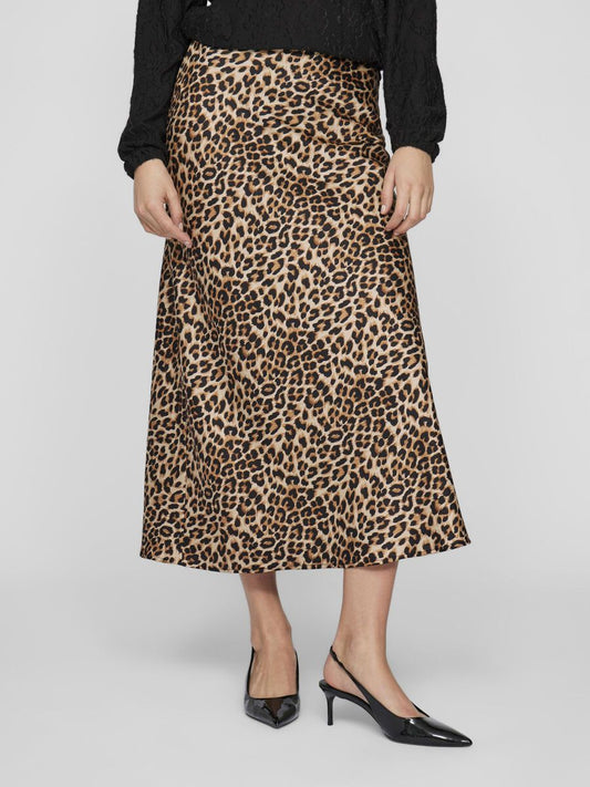 Leopard Print Satin Skirt