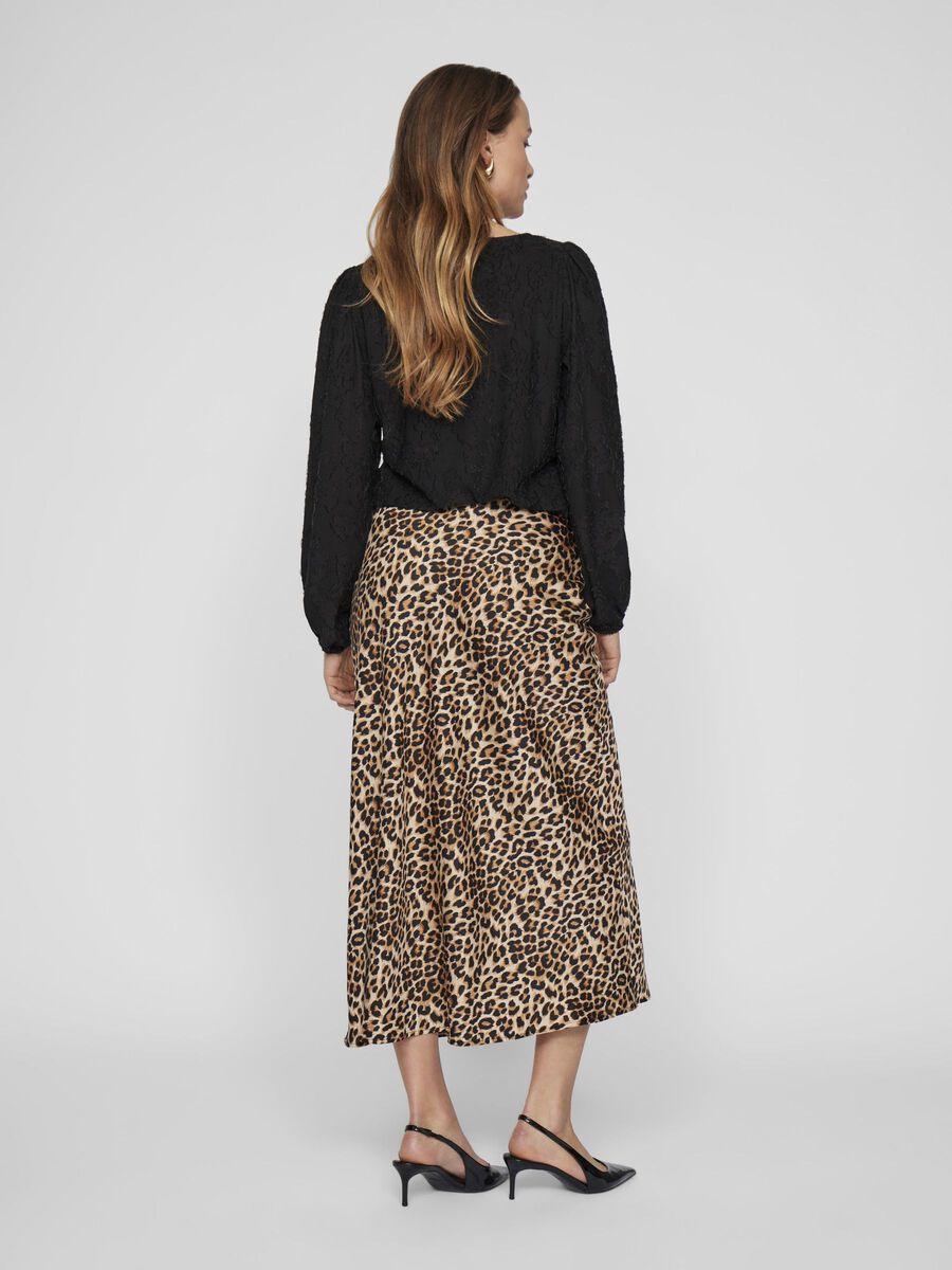 Leopard Print Satin Skirt