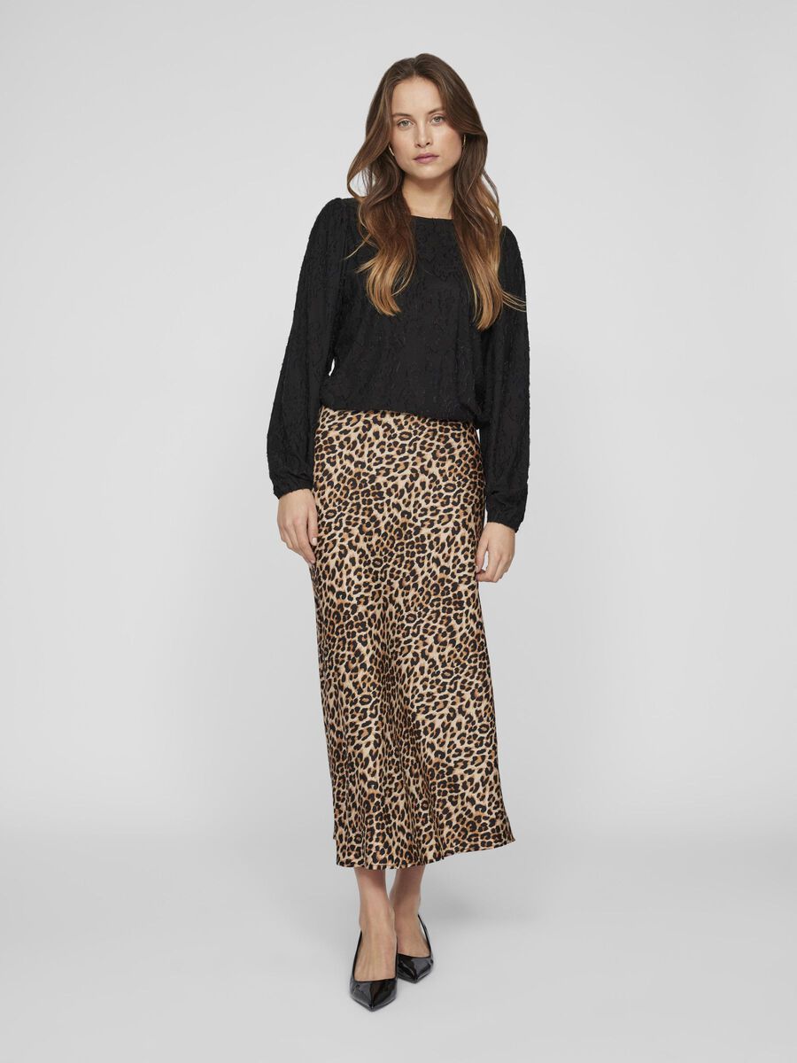 Leopard Print Satin Skirt